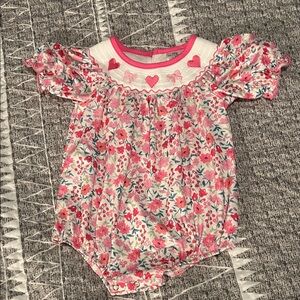 Pink Floral Kids One Piece Heart